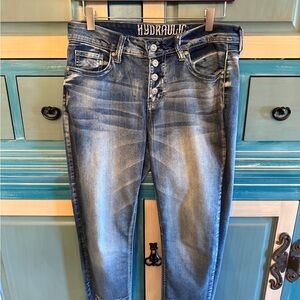 Hydraulic Dark Blue Embroidered Waistband Jeans